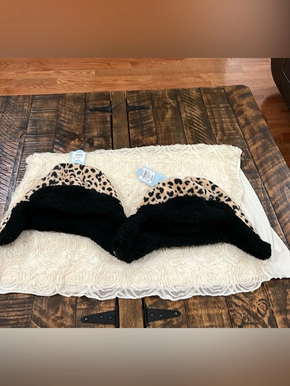 Cat & Jack lot Leopard animal print fleece lined hats